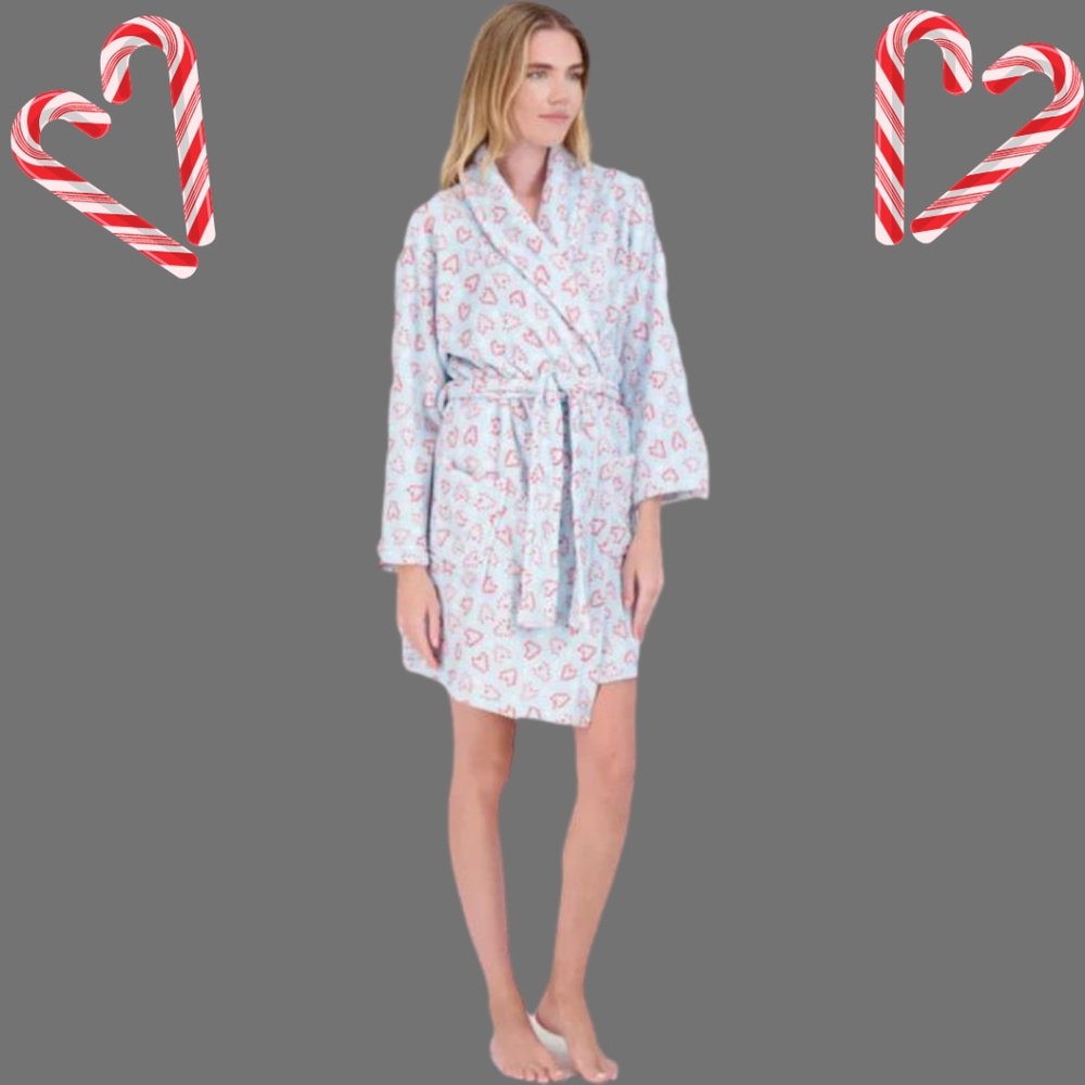NYC Underground Candy Cane Heart Printed Robe